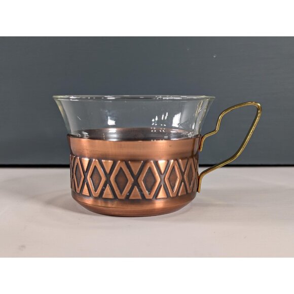 Vintage Schott Mainz Jenaer Glasses: set of 6 tea / coffee glasses with copper - Picture 12 of 14